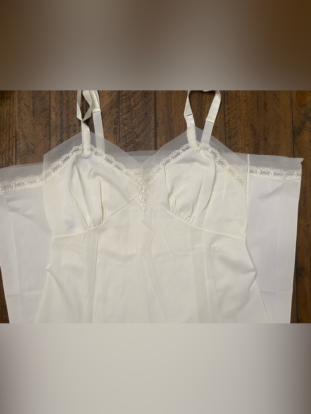 VTG Classic Ivory Lace-Trim Slip Dress